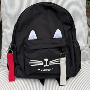Black Cat Face Backpack Cute Kawaii Anime Y2K Harajuku School Book Bag